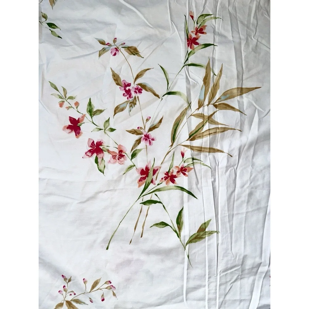 Vtg Coming Home Lands End King Duvet Cover Watercolor Tropical Floral Cotton NWT